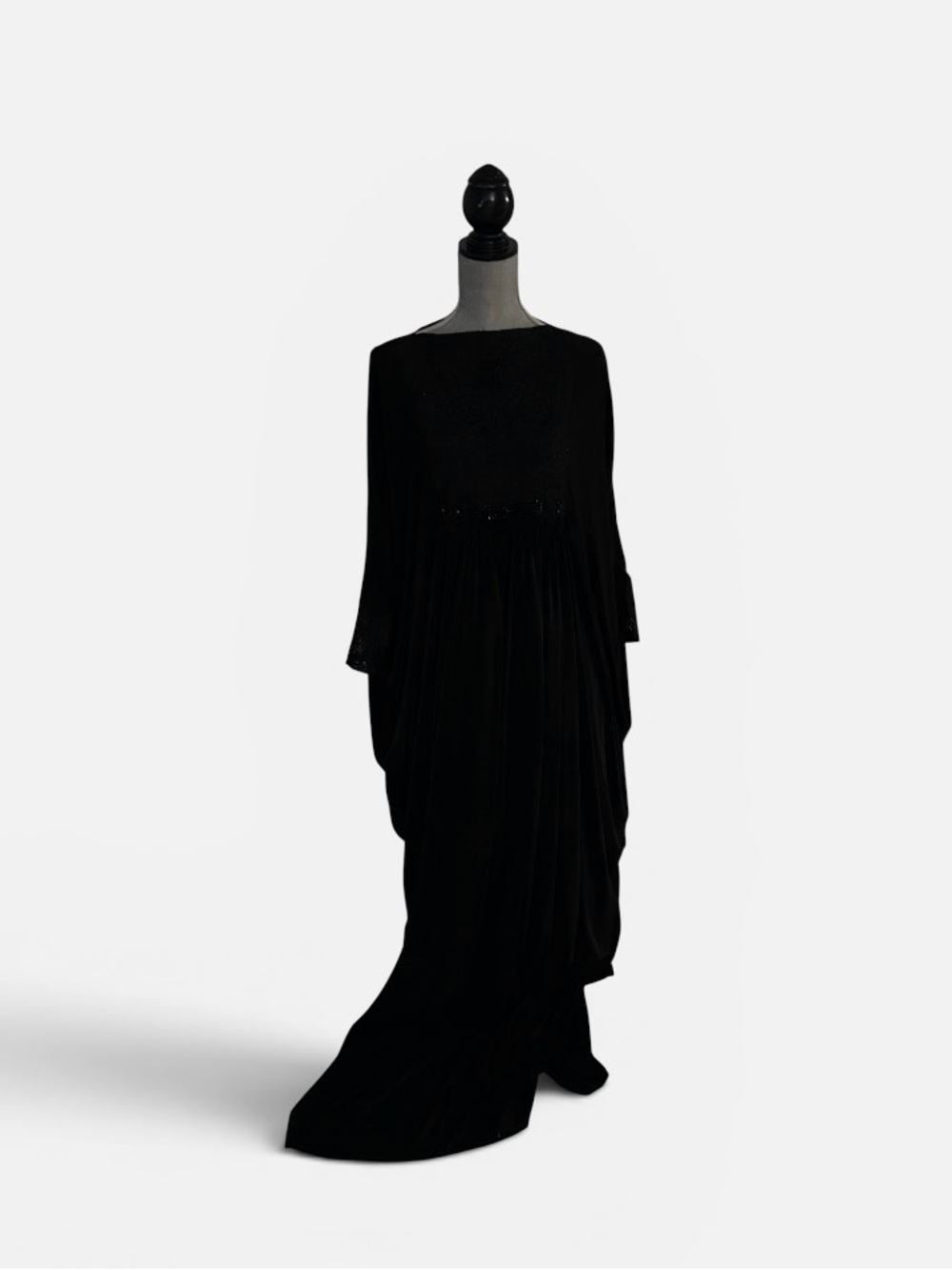 Classic Black Evening Gown - Elegant Draped Women's Dress